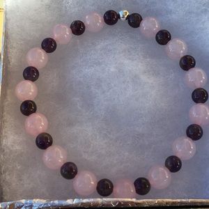 Pink Rose Quartz Purple Amethyst Bracelet